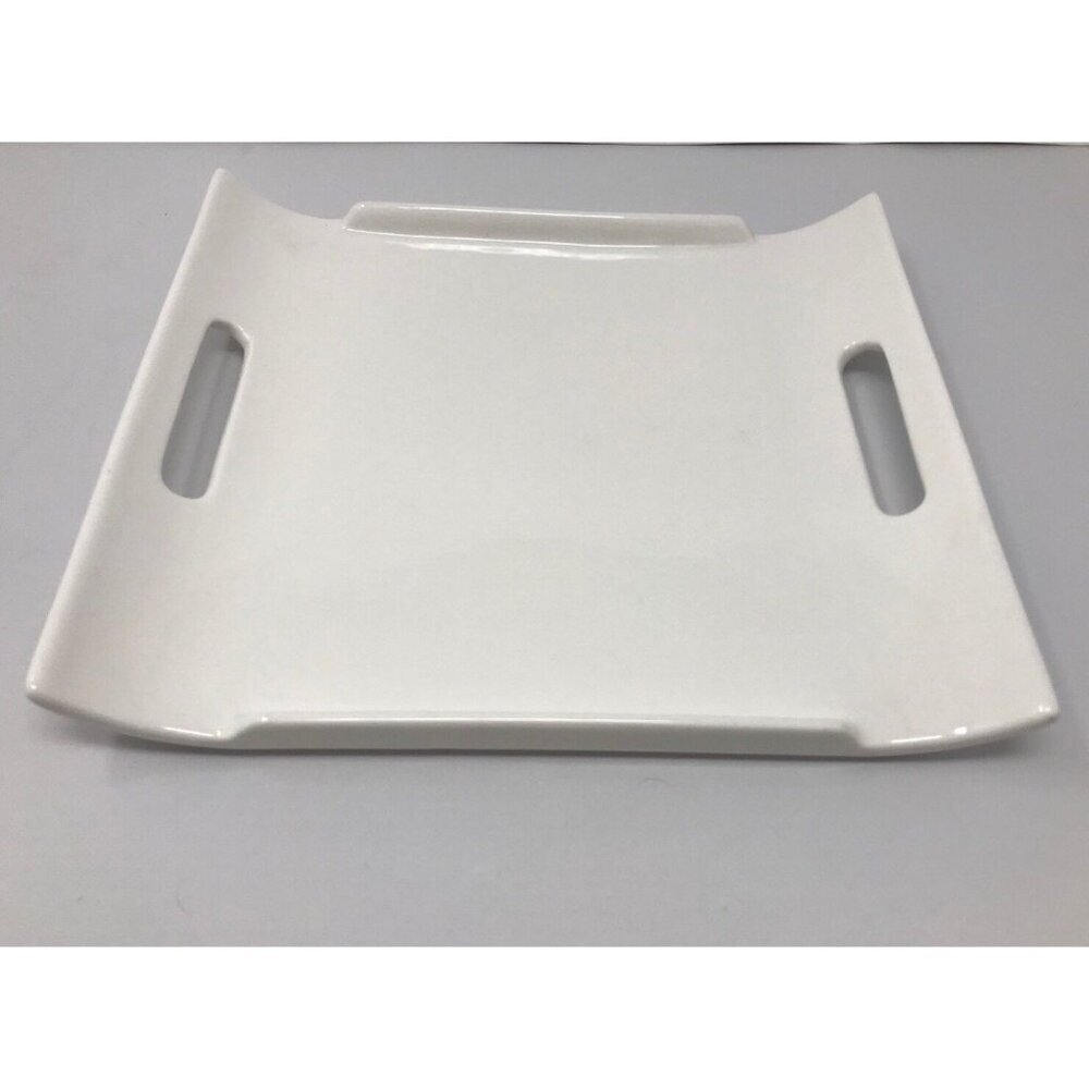 Rare 10 Strawberry Street White Curved Handled Serving Tray Rectangle